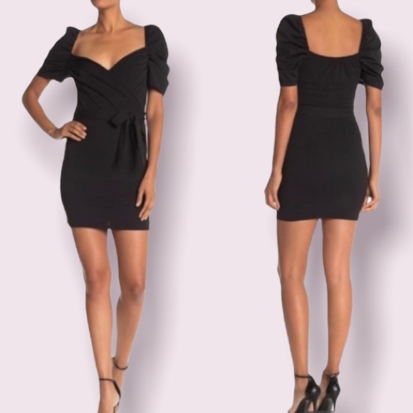 Max & Ash Dresses & Skirts - Max & Ash Black Wrap Puff Sleeve Dress